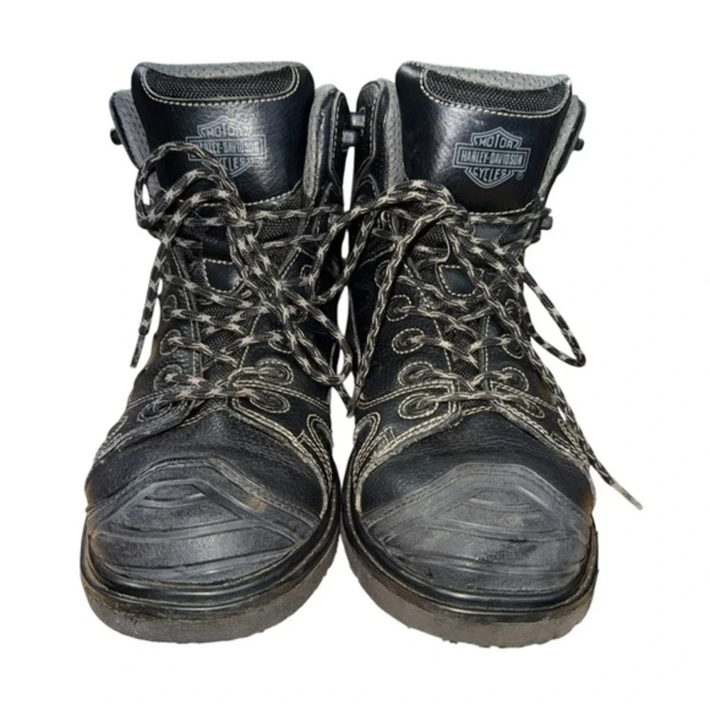 Harley Davidson Motorcycle Leather Mens 10 Pre-Owned Black Boots Foxfield D93344
